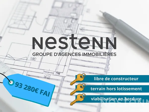 Terrain libre de constructeur - viabilisé et hors lotissement - 400m² ; Languidic