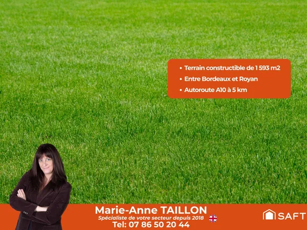 Terrain constructible de 1 593 m2 dans un environement calme