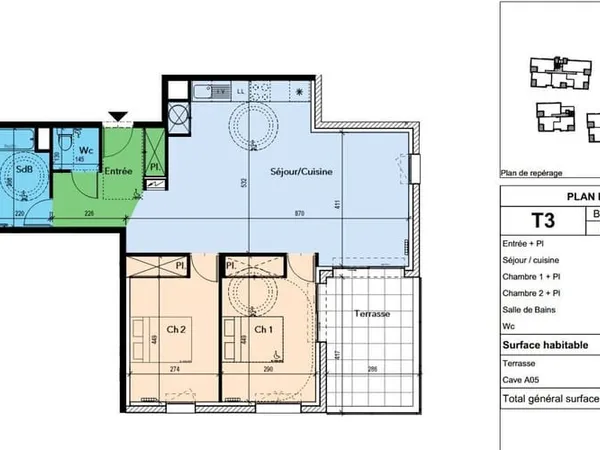Appartement 3 pièces 78 m²