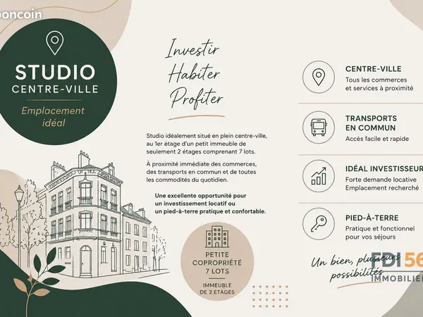 Studio 1 pièce 17 m²