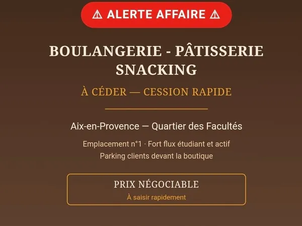 Boulangerie-Pâtisserie-Snacking Aix-en-Provence — Prix à négocier