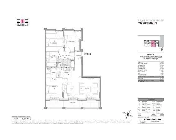 Appartement 4 pièces 82 m²