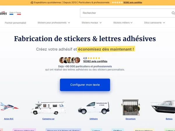 Vente boutique e commerce de marquage adhésif