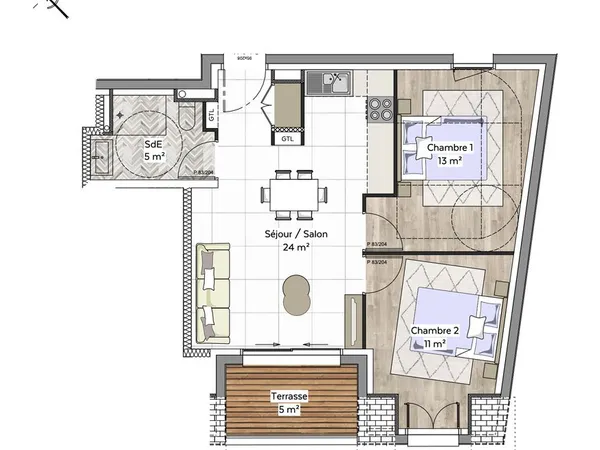 Appartement 3 pièces 53 m²