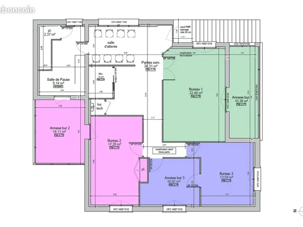 Bureaux professions libérale : ostéopathe, infirmière, thérapeute...