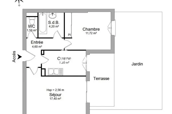 Appartement 2 pièces 47 m²