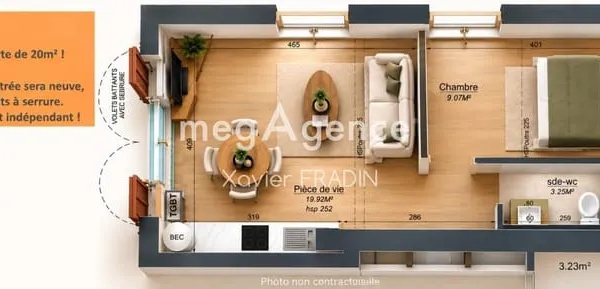 Plateau viabilisé avec un extérieur de 60m² en rdc