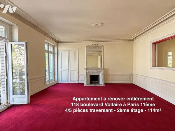 Rénovation totale à prévoir - Paris 11ème - Appartement familial - 3 chambres - 114m²