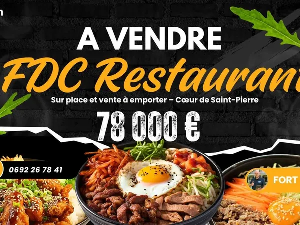 🍽️ À VENDRE - Restaurant clé en main au centre ville de Saint-Pierre, prêt à exploiter 78000