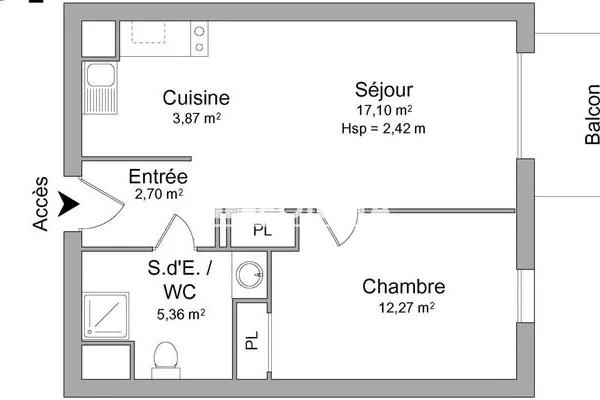 Appartement 2 pièces 41 m²