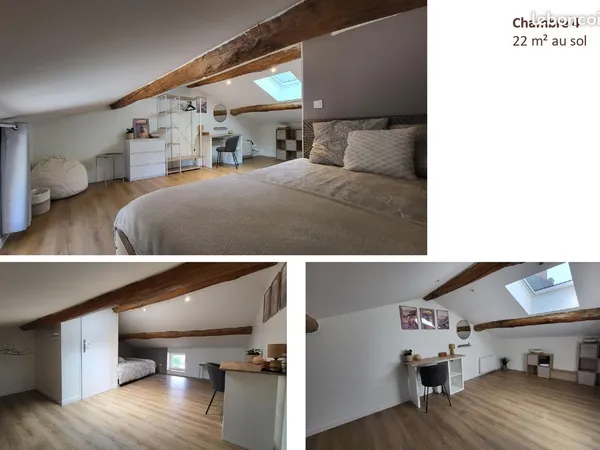 Chambre 22m² ds colocation neuve et meublée - Charnay Lès Mâcon - maison de ville 124m²