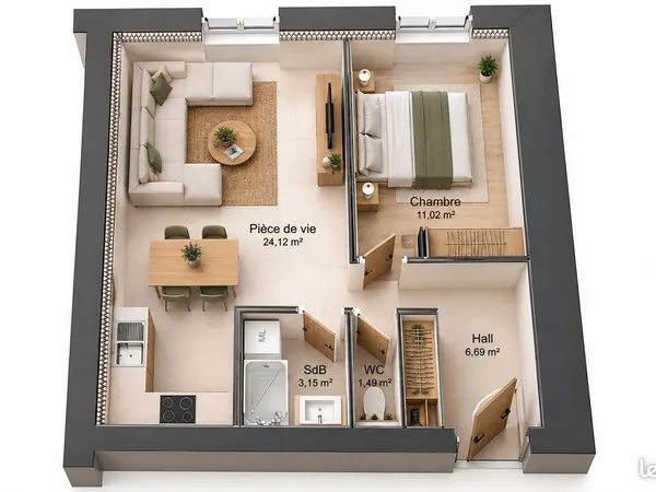 Appartement 2 pièces 47 m²