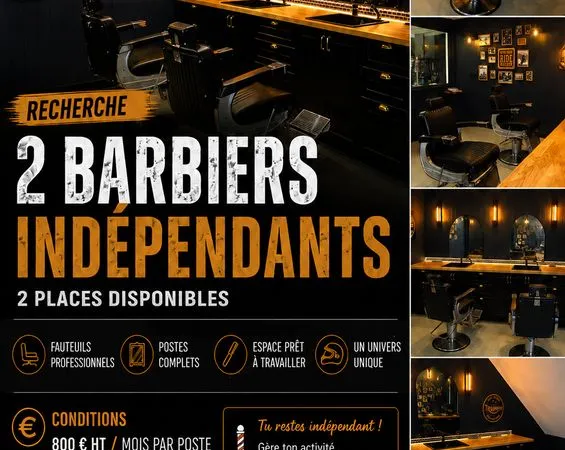 2 postes disponibles pour barbiers indépendants - Boulogne-Billancourt (92)