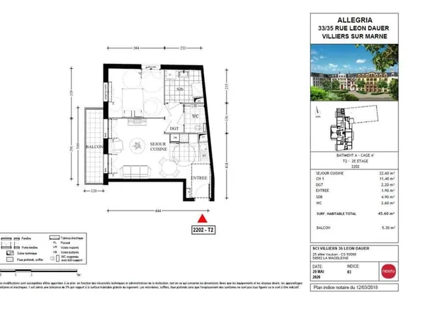 Appartement 2 pièces 46 m²