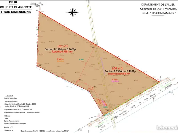 Vente 2 terrains constructibles - Lieudit Les Condamines à Saint-Menoux (03210) - 3 181 m² et 3 054 