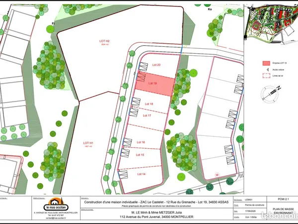 Terrain à bâtir 300 m² - Clapiers, ZAC du Castelet - 209 000