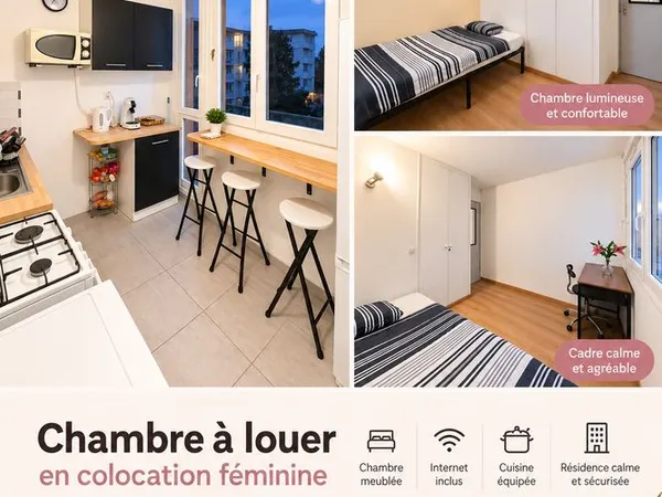Chambre meublée en colocation filles - RER A Noisy-Champs - Charges incluses
