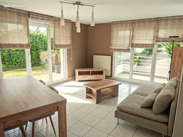 ENSISHEIM : T3 de 75 m² - Rez-de-jardin - Terrasse, balcon, garage et cave - 215 000