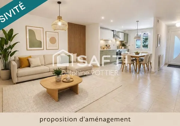Maison 90m², 5p, 4 chambres, vivable de plain-pied, sous-sol total