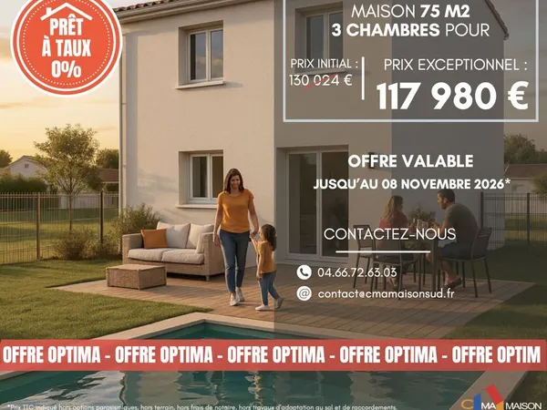 Projet de construction d'une maison 75 m² avec terrain à SAUTEYRARGUES (34)