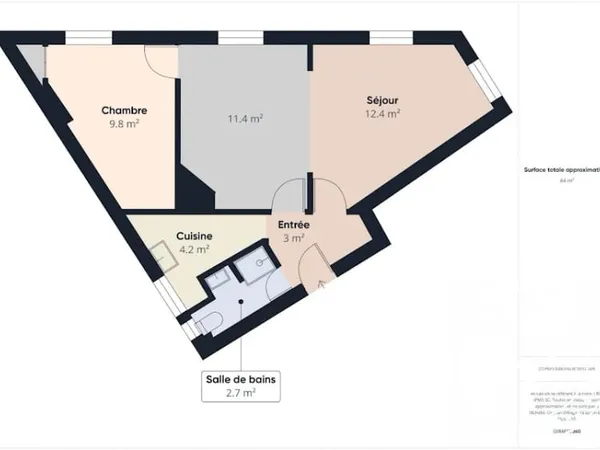 Appartement 3 pièces 44 m²