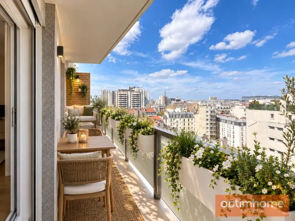 Appartement familial 90 m² - 11e étage - Vue panoramique sur Paris - Balcon - 2 parkings & Cave - PA