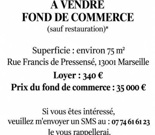 Vente fond de commerce