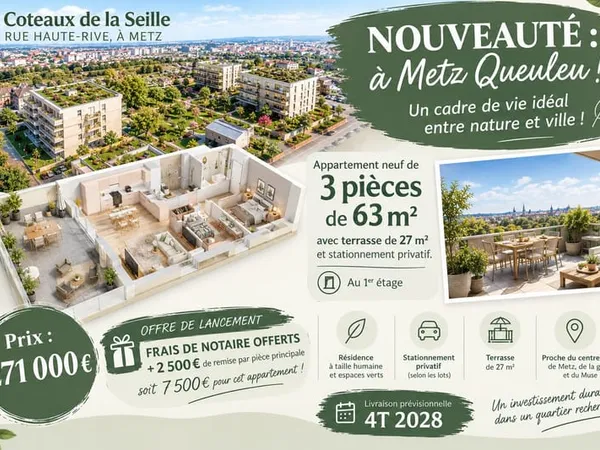METZ QUEULEU COTEAUX DE LA SEILLE | APPARTEMENT NEUF 3 PI