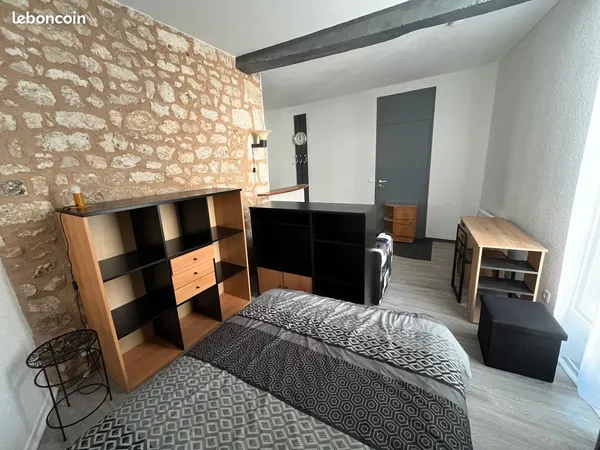 Studio Meuble - 24 m2 - Porte-Balcon sur Cour Calme Immeuble en Pierre du XVIIe - Hyper-Centre Angou