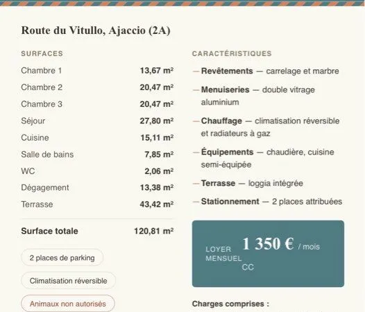 Grand T4 location à l'annee