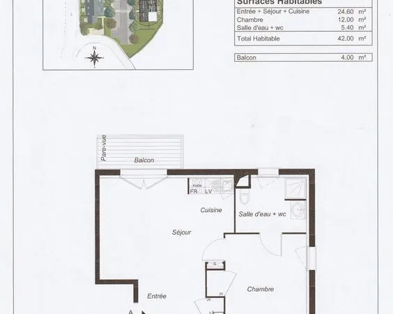 Appartement t2 + place de parking privative