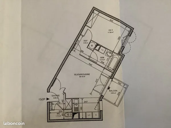 À Louer MOISSELLES appartement 2 Pièces - 43 m² avec Balcon & Parking