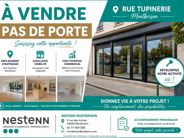 EMPLACEMENT N°1 - Cession de bail à vendre - 59 m² - Montbrison, exposition sud, vue sur rue