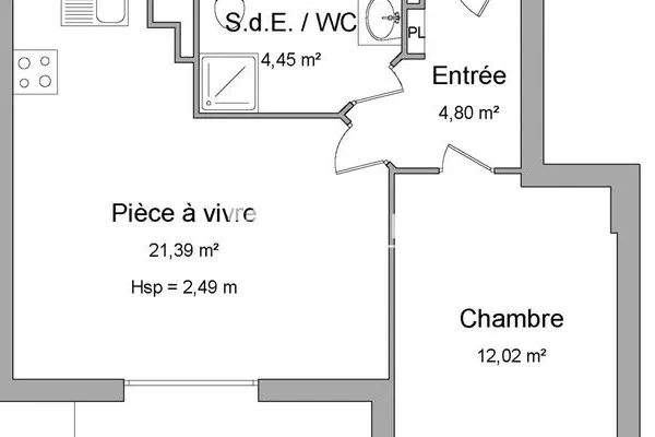 Appartement 2 pièces 43 m²