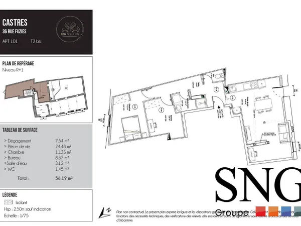 Appartement 2 pièces 55 m²