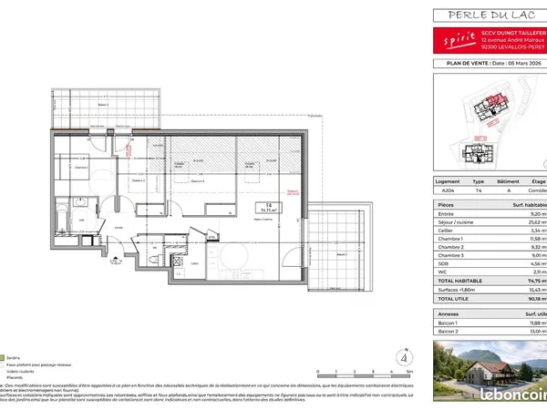 Appartement 4 pièces 74 m²