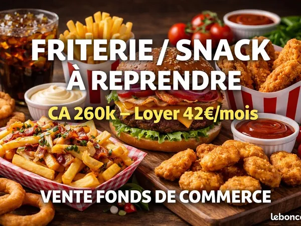 Friterie / snack à reprendre - CA 260k - forte progression - charges très faibles
