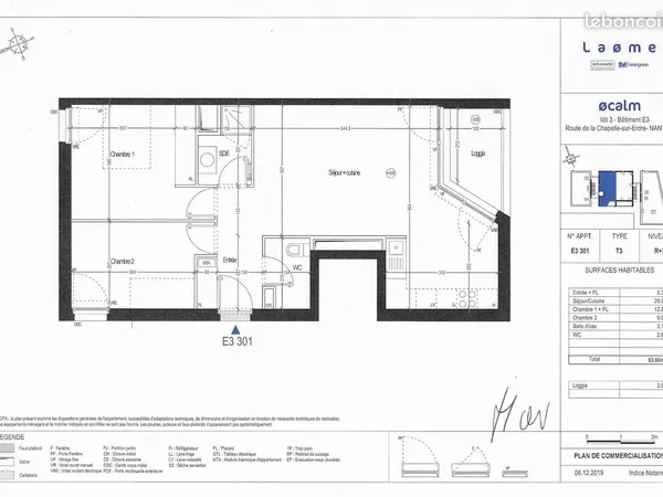 Location T3 non meublé Nantes Route Rennes