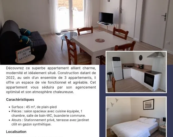 Appartement Meublé à louer
