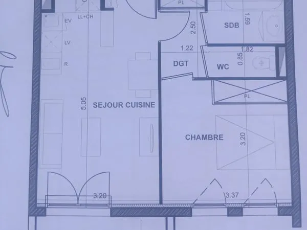 Appartement 43m2 T2 dans résidence