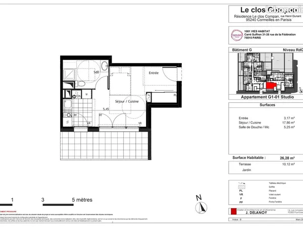 Studio 1 pièce 26 m²
