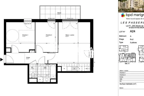 Appartement 3 pièces 56 m²