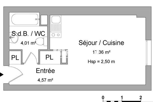Studio 1 pièce 26 m²