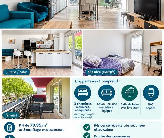 Colocation - Angers Lafayette, Chambre meublée, proche UCO/ ESA
