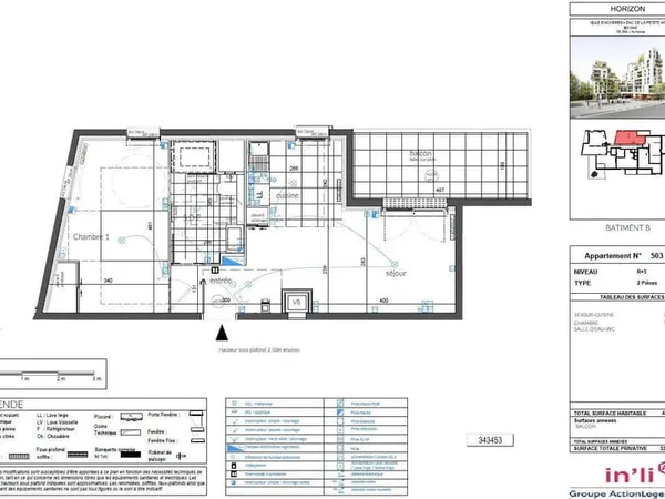 Appartement 2 pièces 44 m²