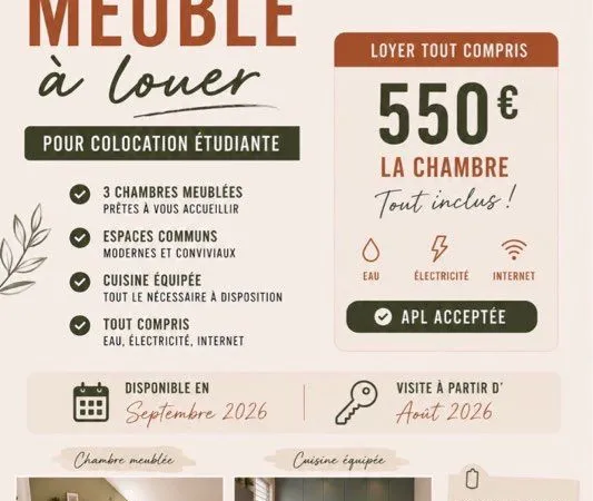 Colocation étudiante meublée - 3 chambres - Saint-Claude