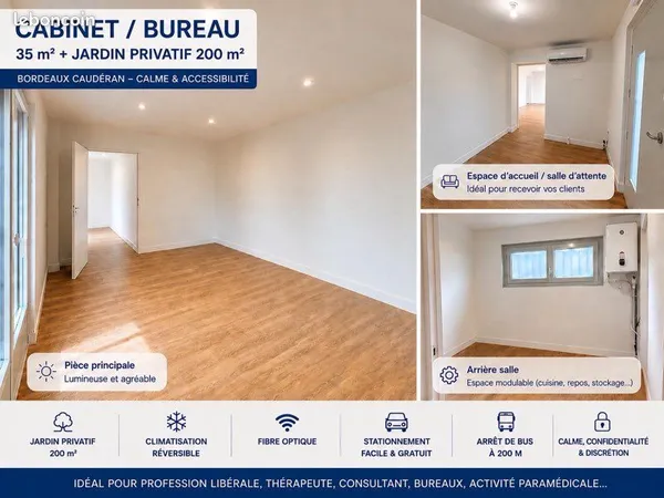 Bordeaux Caudéran - Cabinet / Bureau de 35m2 entièrement rénové + jardin privatif 200m2