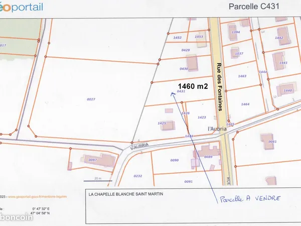 Terrain constructible 1460 m2