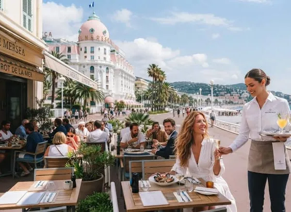 A vendre 1 300 000 euros nice carré d'or restaurant d'exception face à la mer