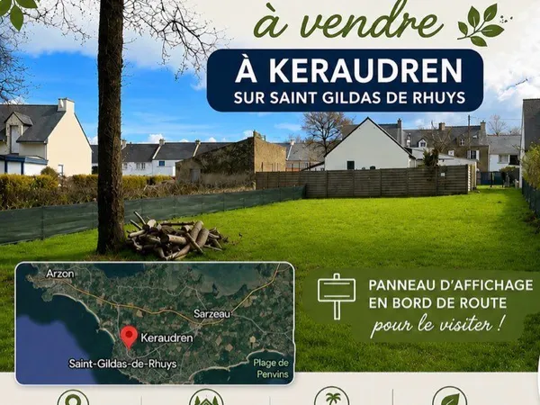 Terrain 480 m2 à St Gildas de rhuys
